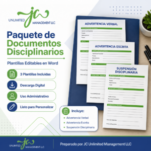 Paquete Disciplinario Laboral – Advertencia Verbal, Advertencia Escrita y Suspensión